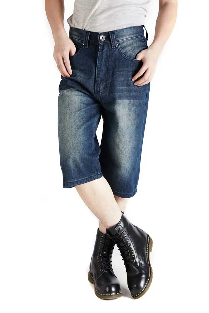 Модные летние шорты мужские короткие джинсы Прямые Свободные мешковатые бордшорты хип-хоп шорты синие Большие размеры 30-46 Мужская одежда