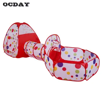 

OCDAY 3 in 1 toys tent for children kids Portable Foldable Pop Up Tunnel Basketball Game Outdoor Baby house Hut Toys Play Tents