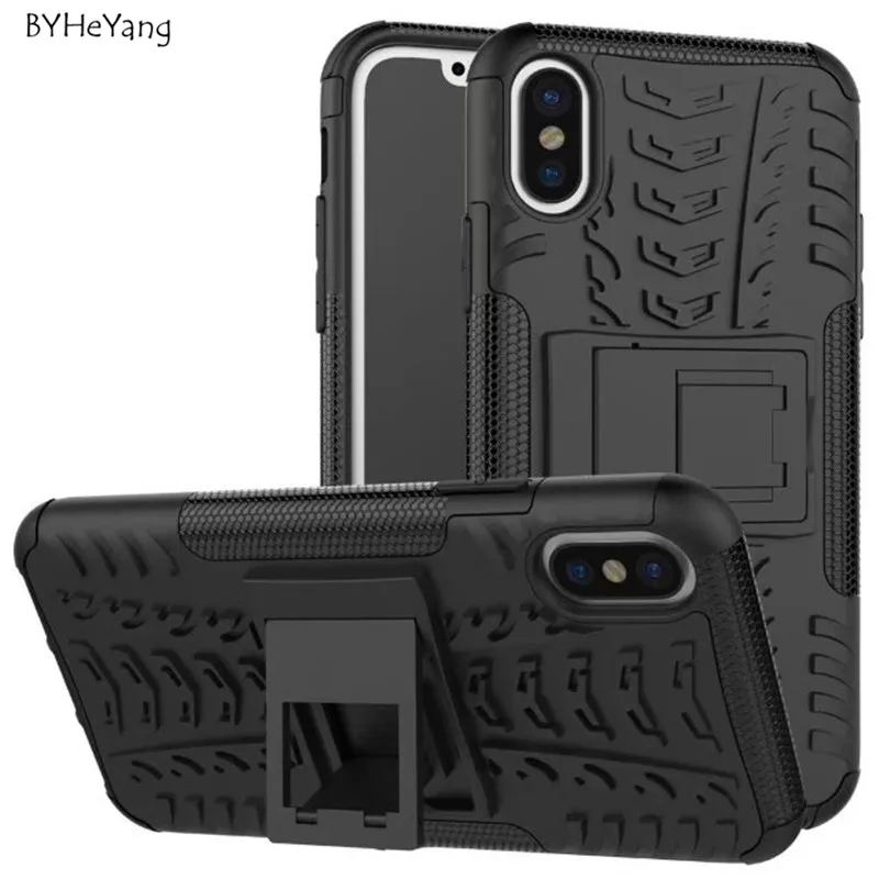 

BYHeYang Fundas For Apple iPhoneX Case 5.8inch Heavy Rugged TPU+PC Armor Shockproof Kick Stand Cover for iPhone X Phone Case