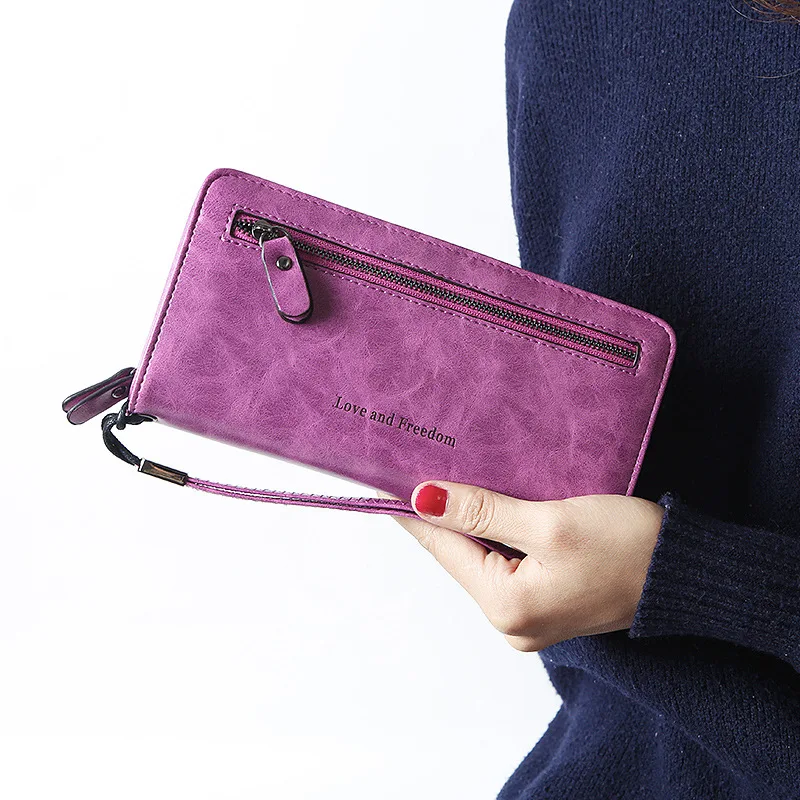 

Miyahouse Long Women Wallet PU Leather Letter Female Wallet Zipper Multi-functional Simple Large Capacity Ladies Wallet
