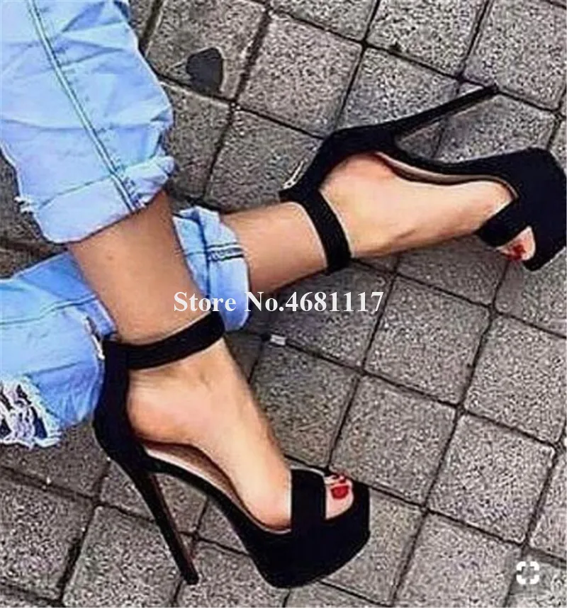 

Western Style Style Women Fashion Open Toe High Platform Stiletto Heel Sandals Black Green Blue One Strap High Heel Sandals