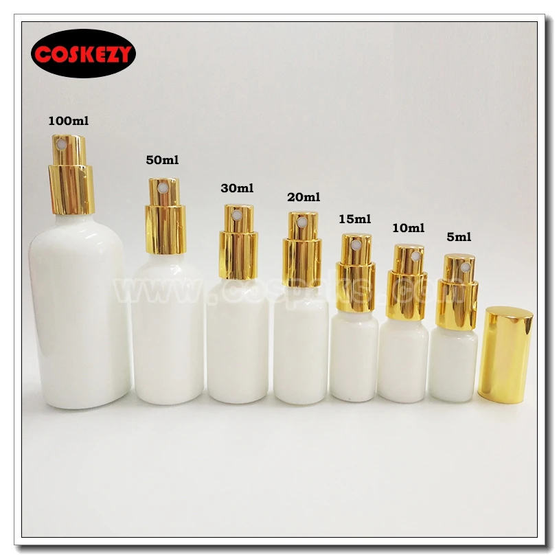 

50pcs wholesale empty 30ml round white mist spray bottle with black ,gold , silver or white pump
