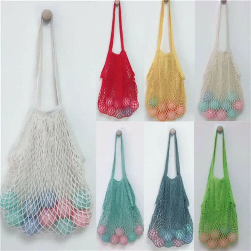 

Kitchen Fruits Vegetables Hanging Mesh Bag Reusable Grocery Produce Bags Cotton Mesh Ecology Market String Net Shopping Tote Bag