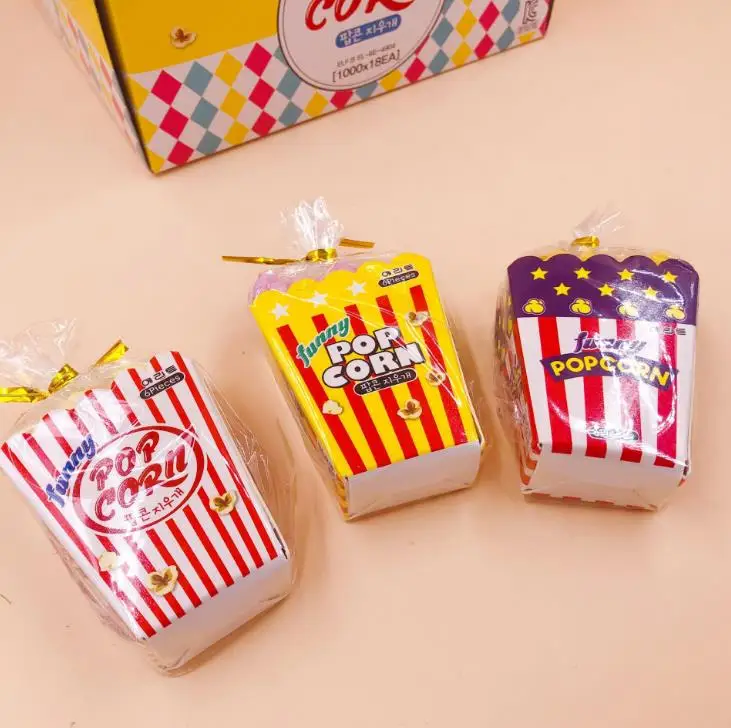 1 упаковка, милые Мини Ластики в форме попкорна, корейские канцелярские принадлежности, школьные, офисные, резиновые ластики, коррекционные принадлежности, подарки