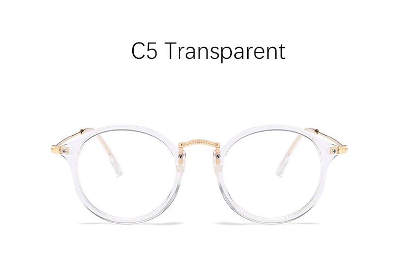 C5 Transparent Синий светильник, очки, оправа Очки для работы за компьютером, круглые прозрачные женские очки, оправа, оптические оправы - Цвет оправы: C5 Transparent