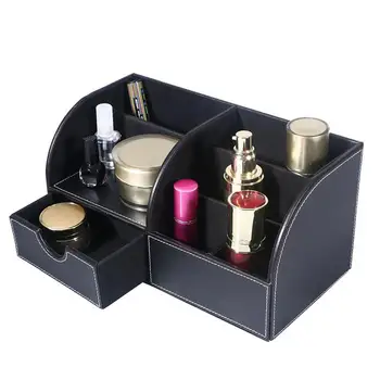 

OUNONA Leather Desk Remote Controller Holder Organizer Home Sundries Makeup Storage Box
