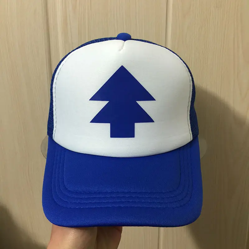 

BLUE PINE TREE Print Trucker Cap Cartoon Fans Dipper Men Women Children Gravity Falls Flat Bill Snapback Hats Free Shipping