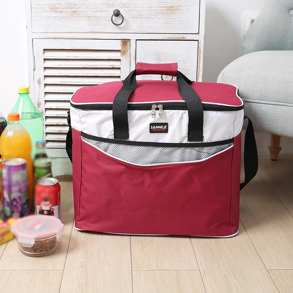Изолированный Ланч-бокс, мягкая сумка-холодильник, водонепроницаемая, тепловая, для работы, школы, пикника, для взрослых, сумка, держатель для еды, контейнер для хранения - Цвет: RD