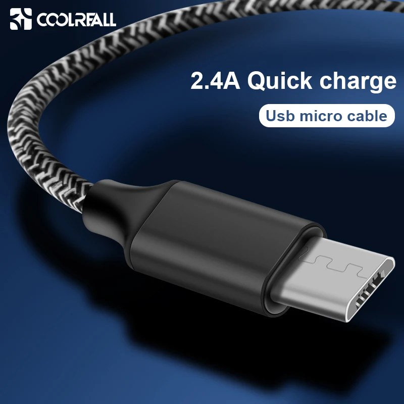 Coolreall Micro USB кабель 2.4A Быстрый кабель синхронизации данных и зарядки для samsung huawei Xiaomi быстрое зарядное устройство мобильного телефона USB кабель