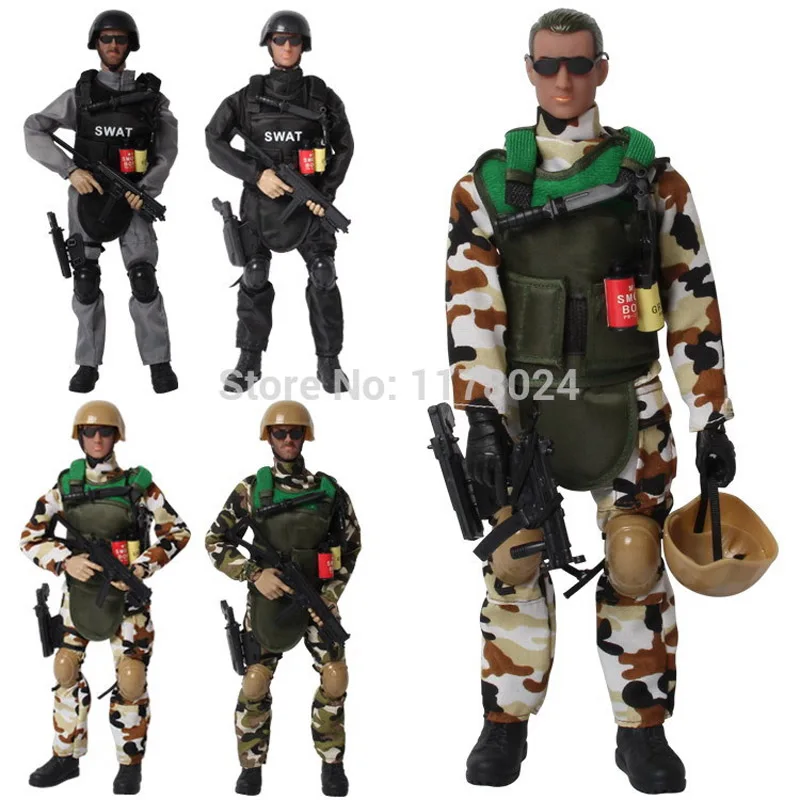 16PCS/SET Special Force Soldier Military Action Figure Dolls SWAT Soldier With Rifle Accessories Super System Kids Gifts Toys #E