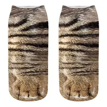 Женские модные носки с 3D-принтом в виде животных, кошек, лап, рисунок зебры, Kawaii, Короткие хлопковые носки, милые рождественские короткие носки с тигром