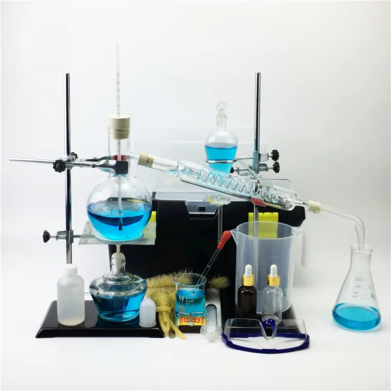 

New 500ml Lab Essential Oil Distillation Apparatus Pure Water Glassware Kits
