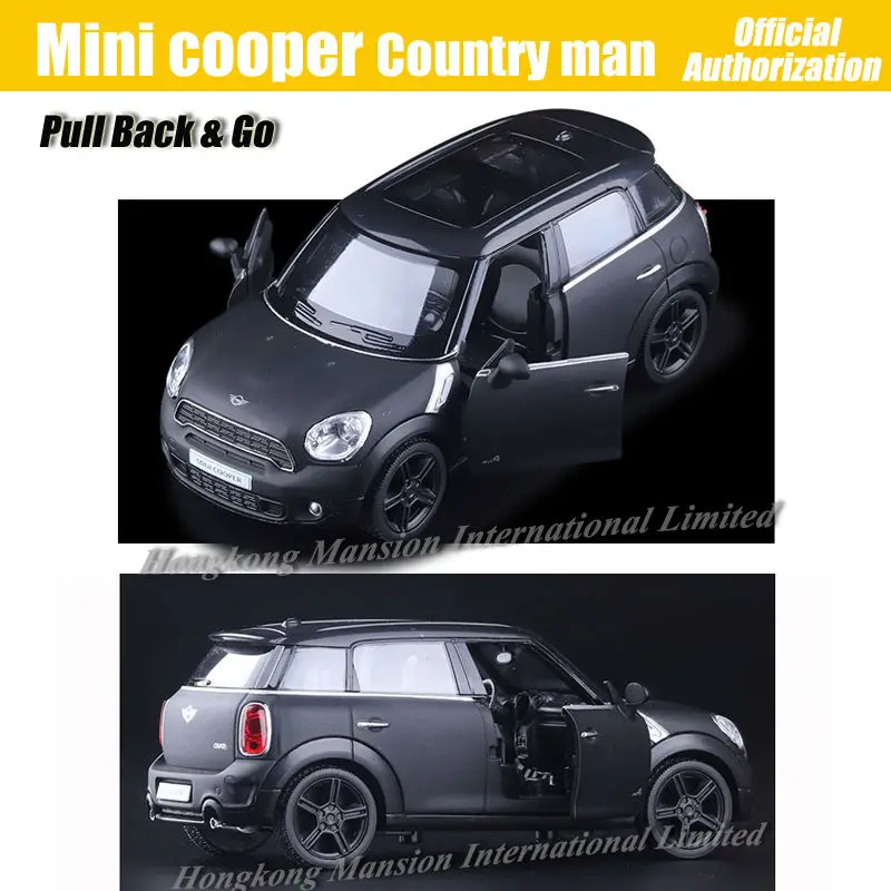 1:36 Масштаб литья под давлением металлическая модель автомобиля для MINI Cooper S земляк коллекция лицензированных моделей оттягивающие игрушки автомобиль-матовый черный