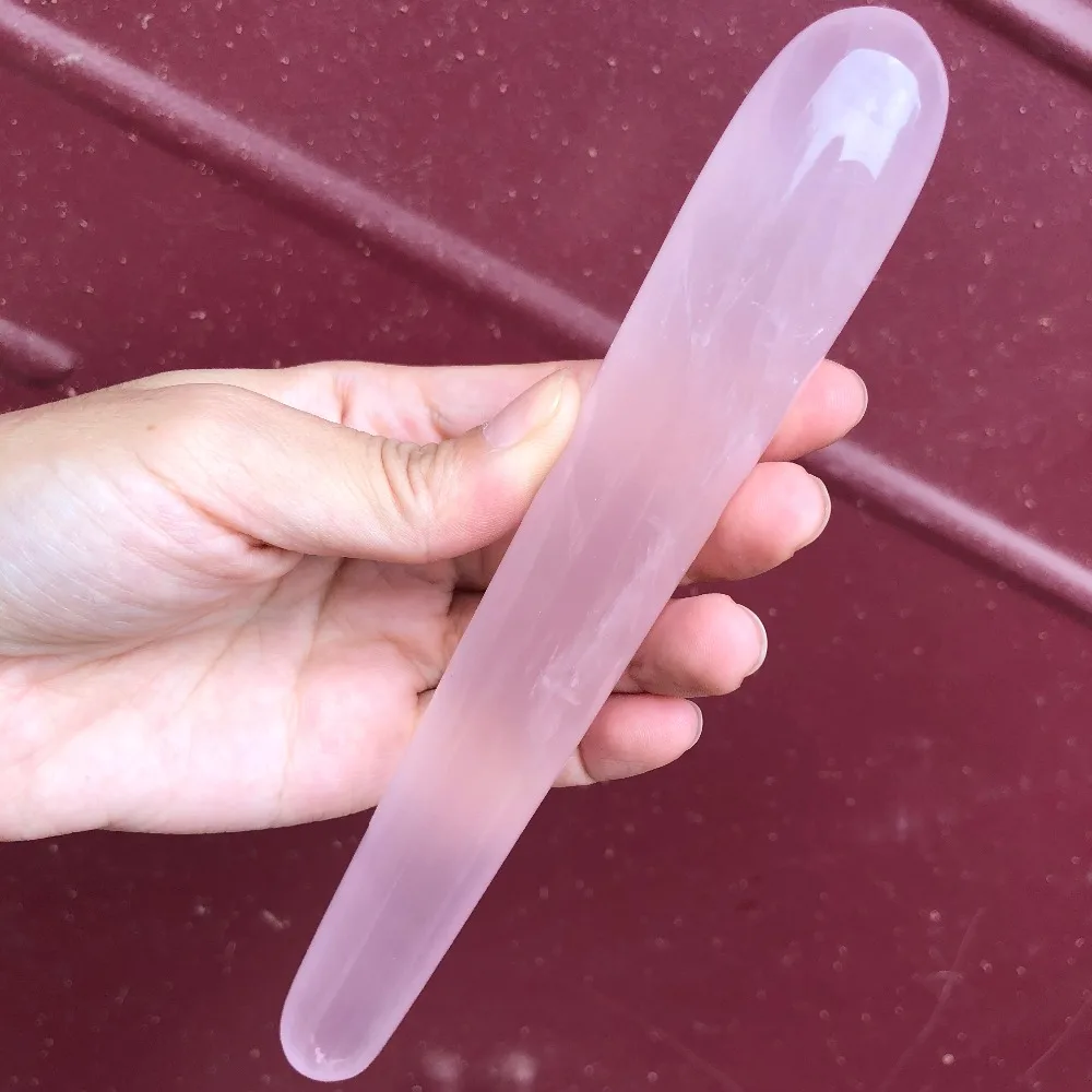 6,9 дюймов Супер длинная розовая Роза Кристалл Камень палочка длинный Кристальный массаж палочка йони-палочка для здоровья целебные кристаллы