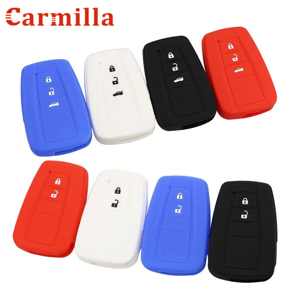 

Carmilla Silicone Car Key Fob Cover Case for Toyota C-HR CHR Camry Prius Prado 2016 - 2018 2 3 Buttons Remote Keyless Protector