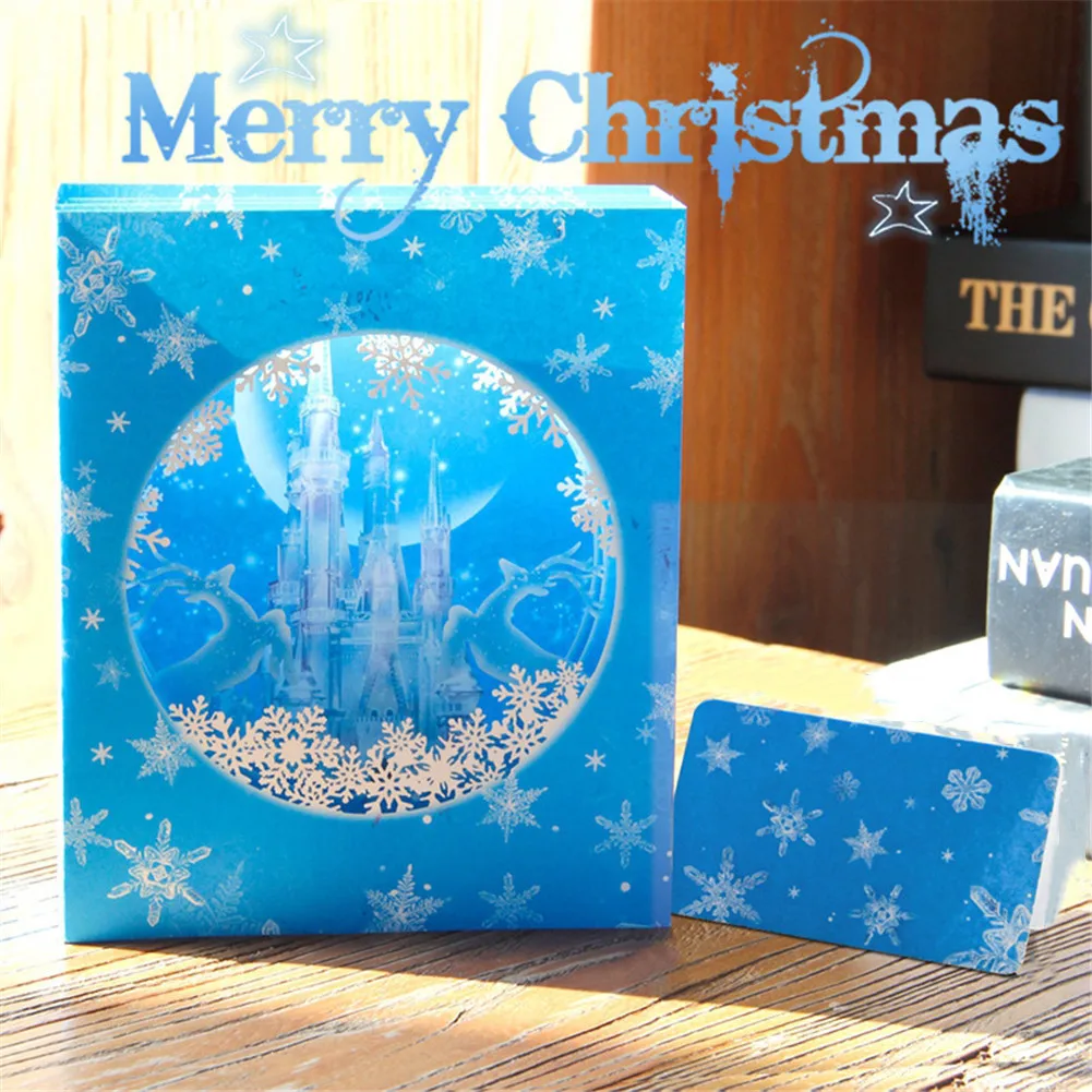 1pc snow castle handmade merry christmas greeting card 3d merry christmas party invitation