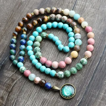 

Fashion Female Handmade Necklace Twelve Constellation Charm Pendants 7 Chakra Natural Stone Necklace For Women Jewelry Gifts