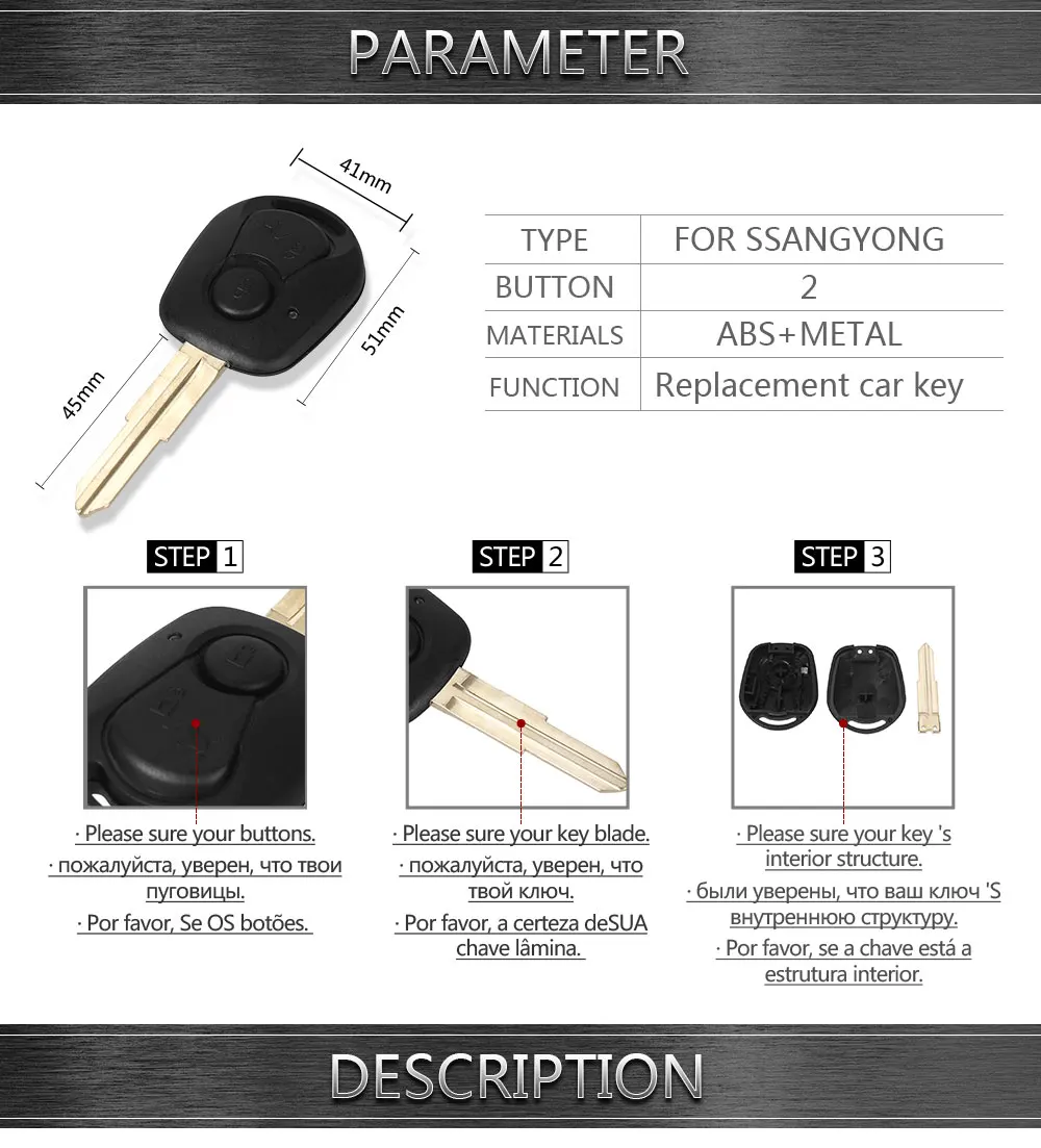 coil pack KEYYOU 2 BUTTONS REMOTE KEY SHELL FOR SSANGYONG ACTYON KYRON REXTON UNCUT BLADE KEY FOB COVER CASE REPLACEMENT spark plugs