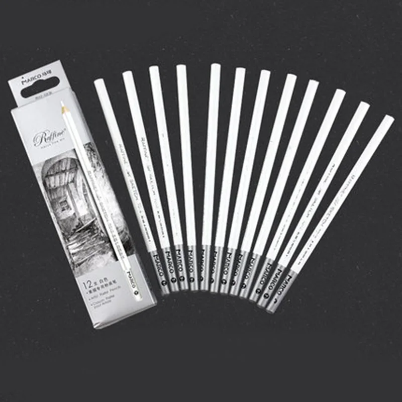 White Charcoal Pencil Set for Sketching Brown Sketch Charcoal Pencils 12pcs/set 6pcs set white charcoal pencils 4mm lead core soft medium highlight processing rendering for art sketching drawing stationery