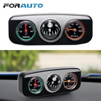 

FORAUTO 3 in 1 Guide Ball Compass Thermometer Hygrometer Car Ornaments Interior Accessories For Auto Boat Vehicles