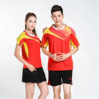 

Adsmoney Men and women couples badminton wear quick-drying breathable short-sleeved V-neck tennis t-shirt table tennis clothing