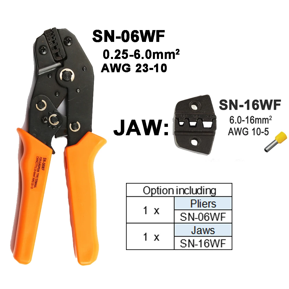 Обжимные Клещи Инструменты SN-48B для TAB 2,8 4,8 6,3/C3 XH2.54 3,96 штекером с использованием трубки insuated терминалы Электрический зажим мультиинструмент 28B комплект - Цвет: SN-06WF 1Jaw