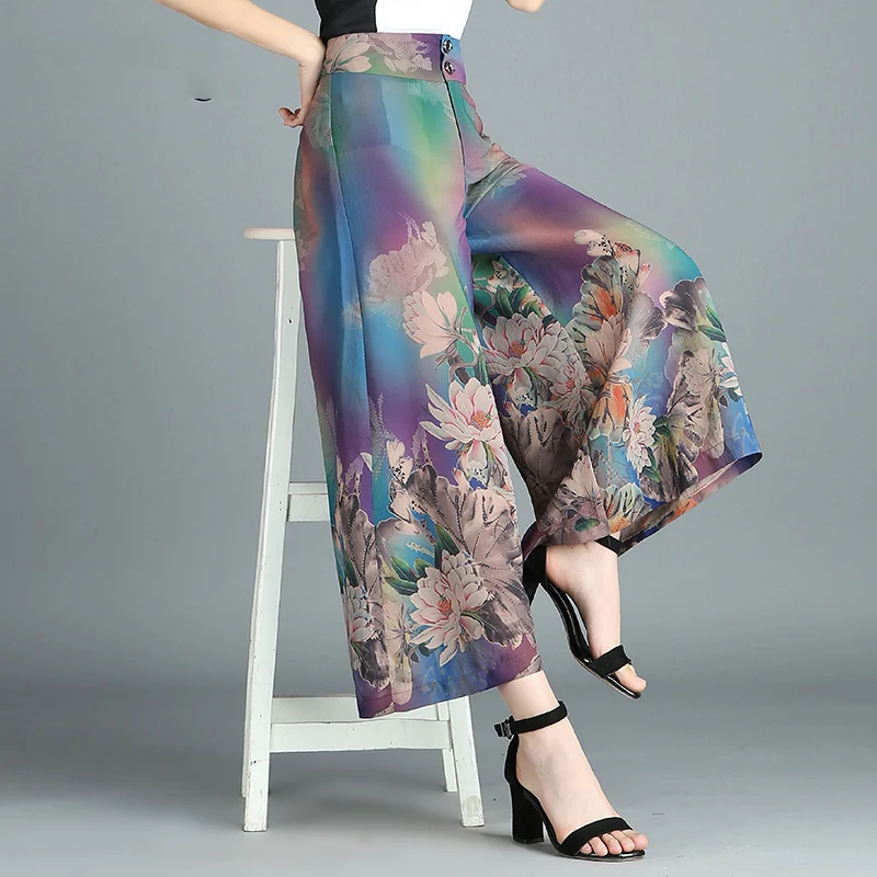 Female summer Printing pants new Bohemia loose chiffon trousers wide