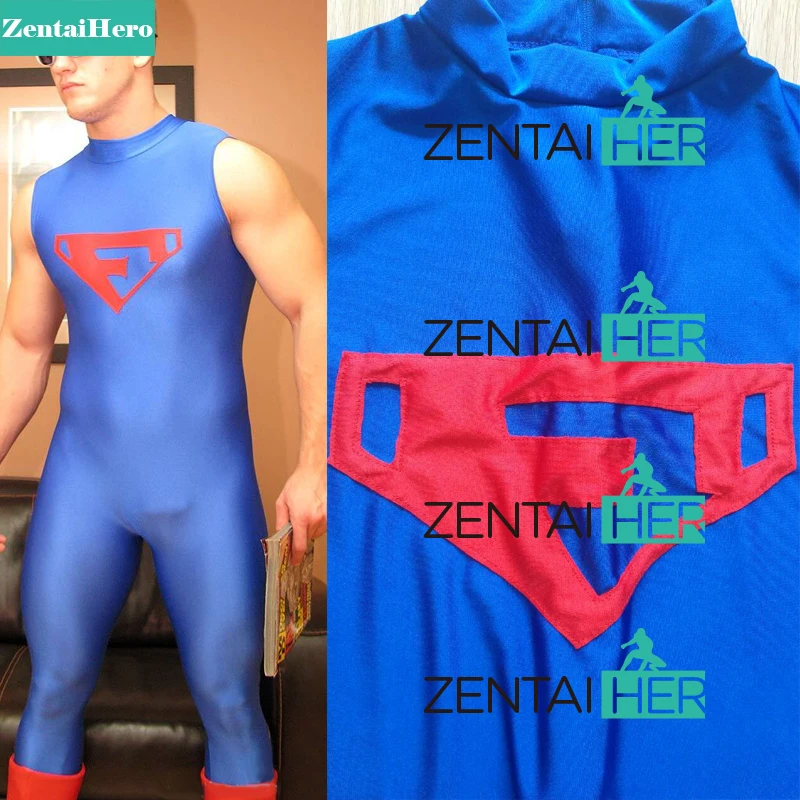 

Free Shipping DHL Adult 2015 Sleeveless Blue Super Hero Lycra Spandex Zentai Catsuits LS1520