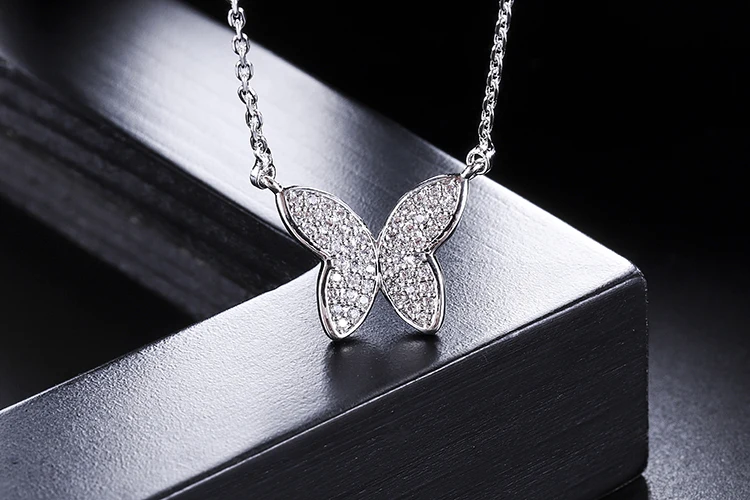 YANMEI ожерелье с бабочкой для женщин AAA кубический цирконий милый насекомое модный винтажный кулон и ожерелье ювелирные изделия YMD1280