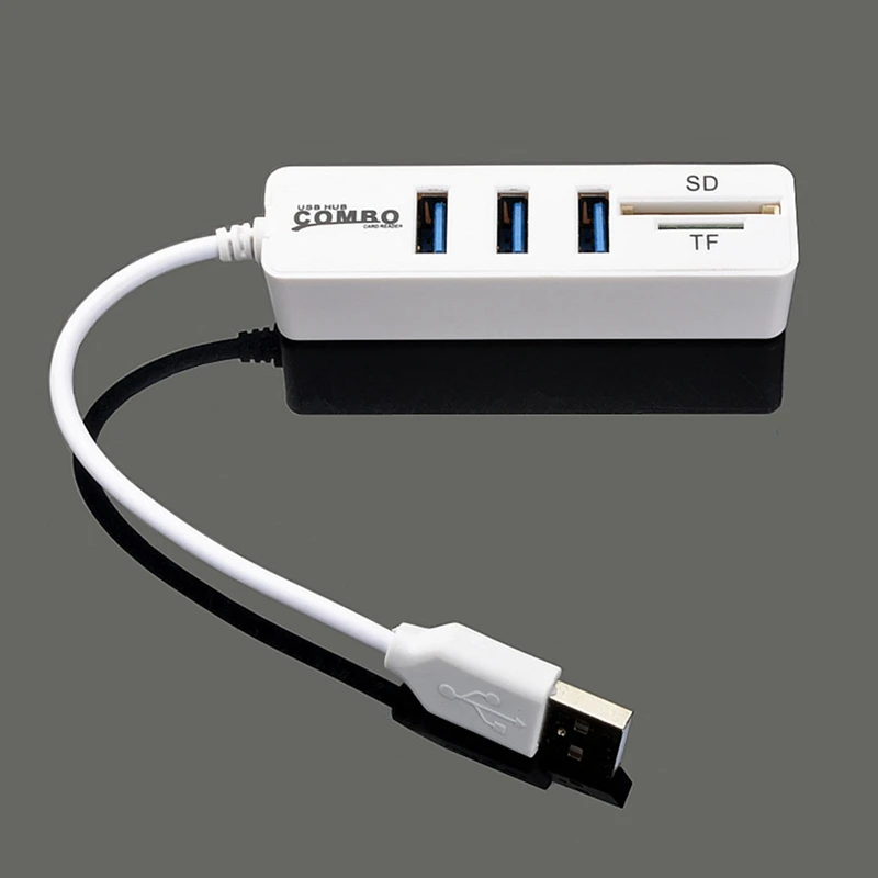 Hot Plug & Play USB устройства Мини Портативный 3-Порты и разъёмы высокое Скорость USB2.0 концентратор Combo чтения карт сплиттер 480 Мбит/с для SD/TF