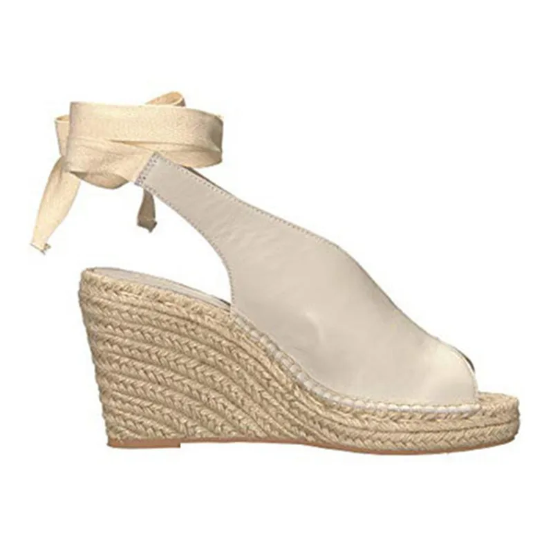 WENYUJH/Босоножки на платформе и высоком каблуке со шнуровкой; Feminina Espadrilles; женские Босоножки с открытым носком; женская повседневная обувь