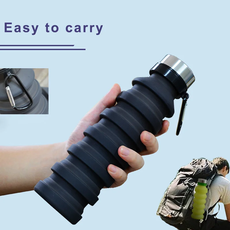 

High Quality 550ML Silicone Foldable Coffee Cup Drinking Bottle Outdoor Travel Collapsible Cup VE