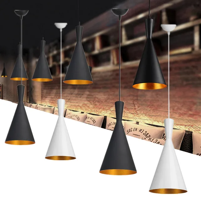 Best Price Vintage Retro Style Modern Metal Decor Pendant Light Shade Lampshades For Living Room Coffee Shop White Black