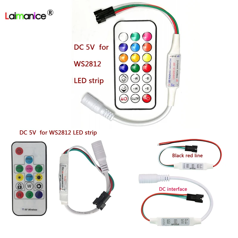 

Little Led Pixel Strip Light Controller Mini 3key RF 14key 21key Mini for WS2811 SK6812 WS2812B 6803 1903 with Remote Controller