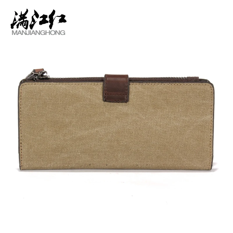 

Coffee&Khaki Canvas Man Wallet 2016 Popular Summer Business&Leisure Purse Men Long Wallet Card Holder 1352