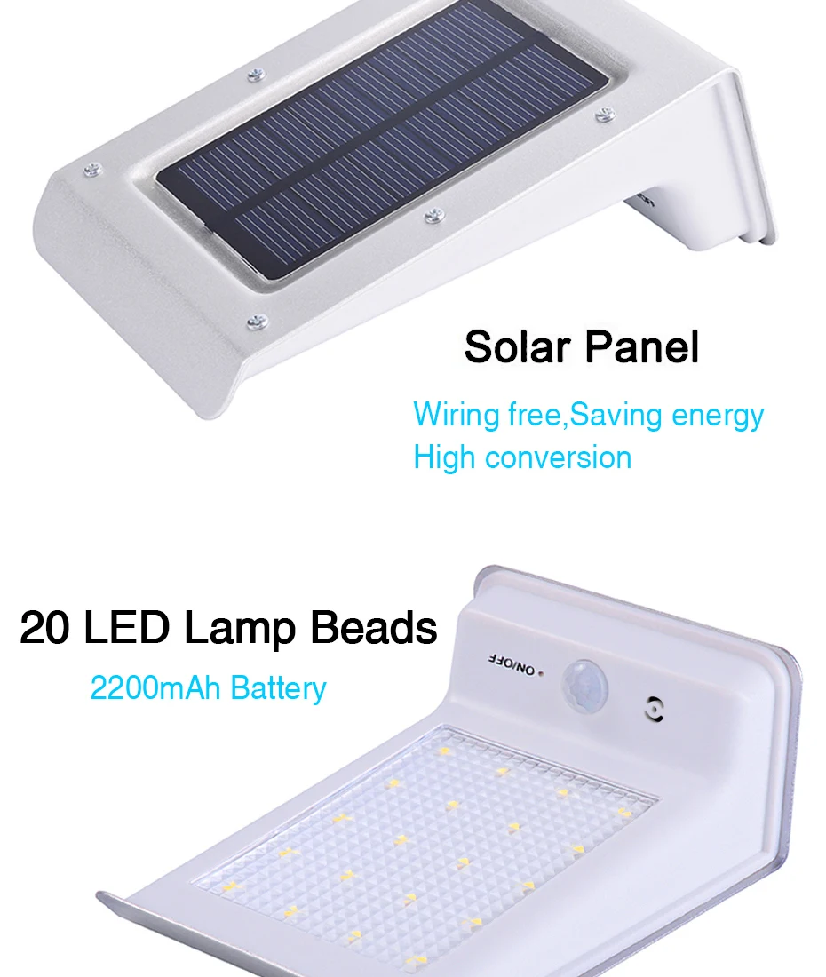 20 Led солнечный светильник PIR датчик движения Открытый IP65 Водонепроницаемый Путь солнечной энергии лампа для сада уличный светильник s современный фонарь
