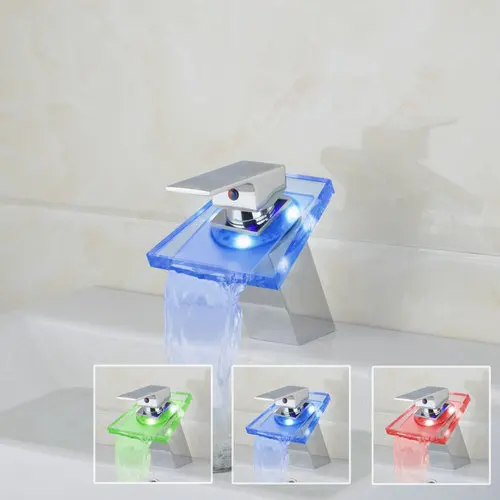 

New SHIVERS Basin LED 3 Color Changing Faucet Bathroom Basin Brass Sink Chrome Mixer 8006/1 Chrome Faucets,Mixers & Taps
