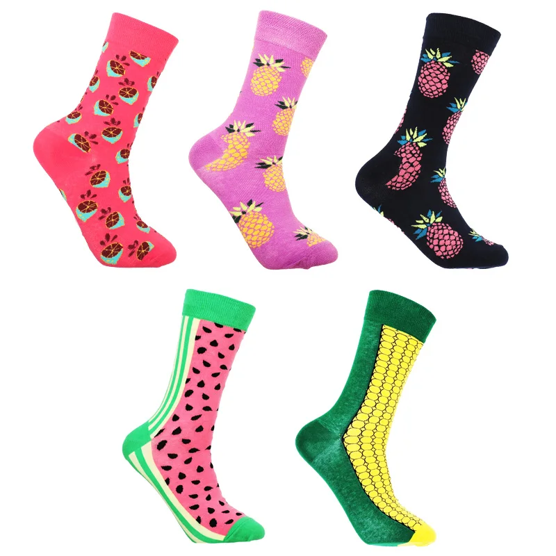 5 пара/лот, забавные носки для мужчин, цветные хлопковые короткие носки с принтом, повседневные носки в стиле Харадзюку, модные японские носки - Цвет: r201-8