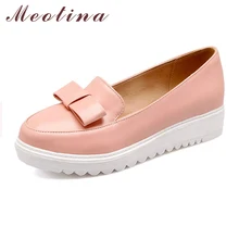 Shoes Women Platform Heels Autumn Round Toe Casual Wedges Women Heels Ladies Sweet Butterfly Knot Yellow Shoes Woman Pumps 5606