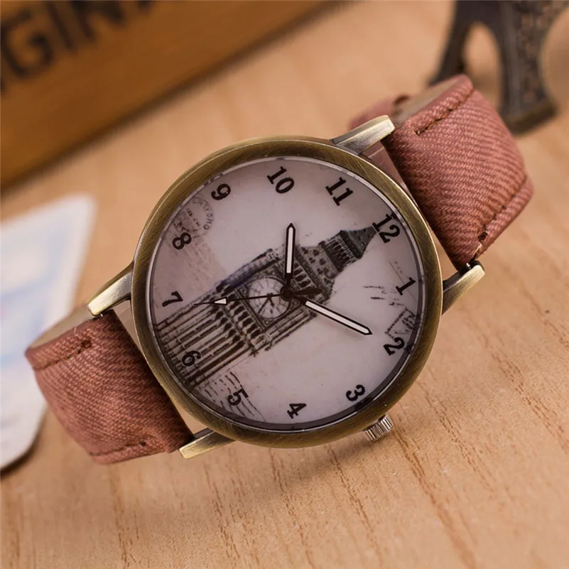 NEW Women's watches casual watches Retro Clock Tower WristWatch Cowboy Leather Band alloy Analog Quartz Watch Montre femme M21 (11)