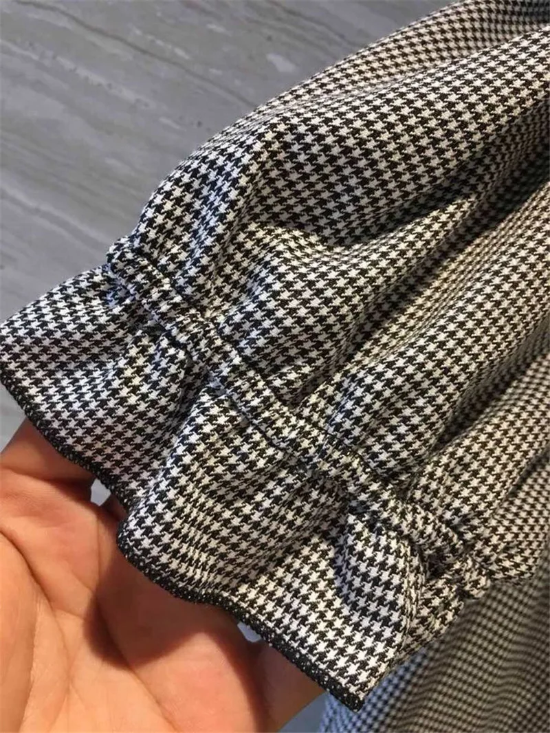 FOMOLAYME весенние платья женские высокие модные шорты рукав клетчатое платье Vestidos De Festa