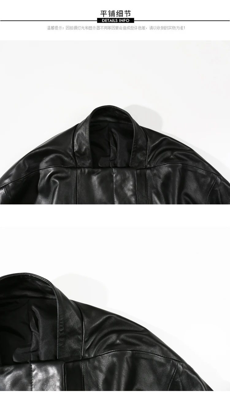 Новое поступление куртка из натуральной кожи Женская Черная вязанная с рукавом размера плюс натуральная кожаная куртка из овчины кожаная куртка