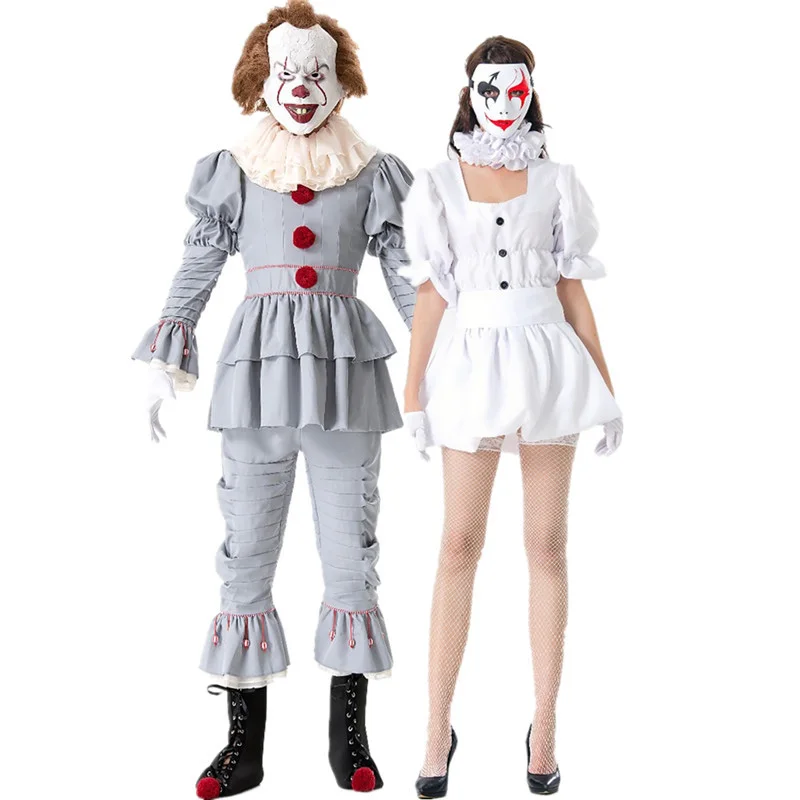 Женский костюм для косплея Стивена Кинга It Pennywise унисекс Хэллоуина с ужасным