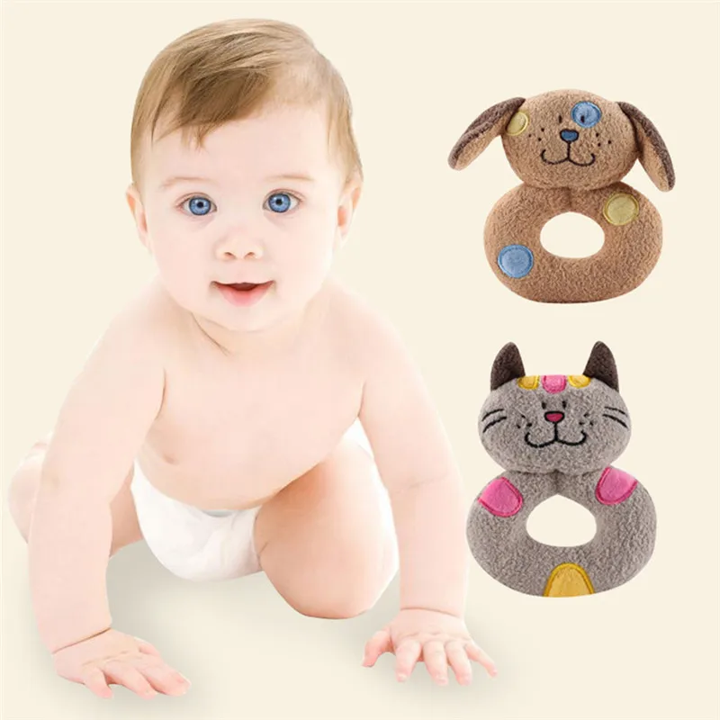 Детские игрушки для детей 0-12 месяцев с мультяшным животным котом/собакой, детские погремушки для мальчиков и девочек, детские плюшевые
