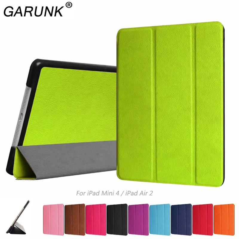 Case for iPad Air 2 / iPad Mini 4, GARUNK Flip PU Leather Tri Fold