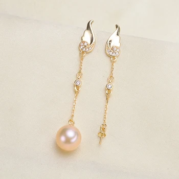 

New S925 Sterlilng Silver Delicate Wings Drop Earrings Settings Fine Jewelry Components Of Earrings Silver&Gold Color 3Pairs/Lot
