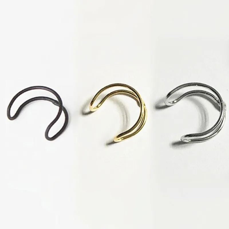 

Retro Punk Style U-shaped Ear Bone Earrings Invisible Without Pierced Double Coil Ear Clip No Ear Hole Earring Free Shipping