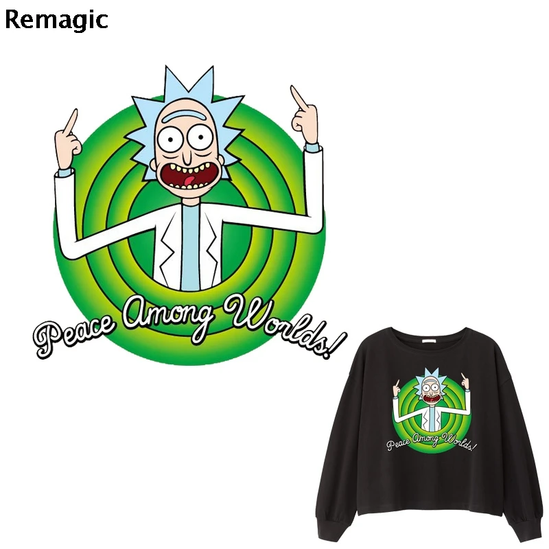 

Rick and morty kids cartoon Iron on Heat Transfer Print cute Sticker Clothes DIY Appliques Washable A-level Thermal Patches