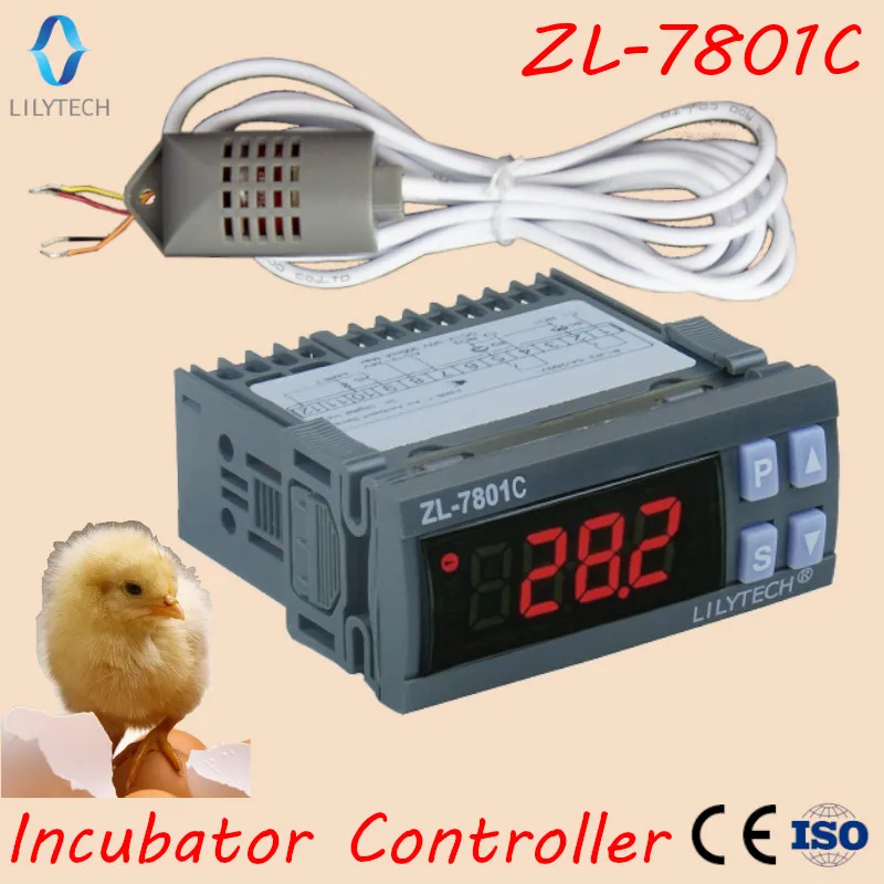 ZL-7801C, 100-240VAC, контроллер температуры и влажности для инкубатора, автоматический многофункциональный инкубатор контроллер, Lilytech