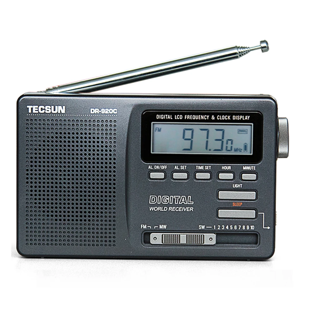 TECSUN DR-920C цифровой портативный Будильник Радио дисплей FM/MW/SW мульти диапазон с высокой чувствительностью ЖК-аудио